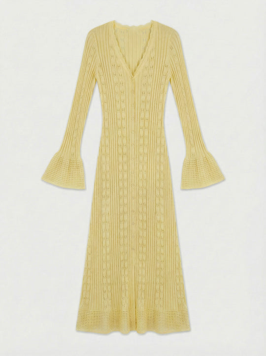 Robe gilet longue tricote jaune M5106