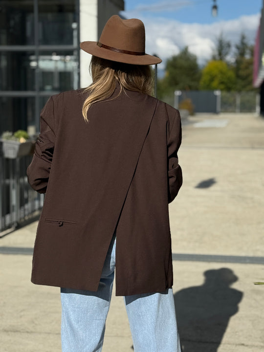 Blazer oversize ouvert dos En Marron Elodie