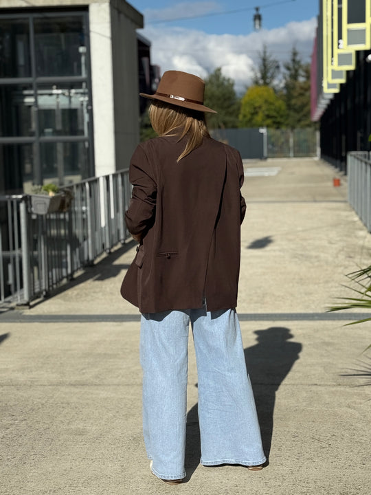 Blazer oversize ouvert dos En Marron Elodie