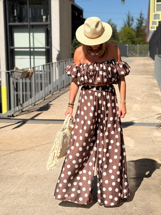 Ensemble CHOCO bustier et pantalon à pois 25003