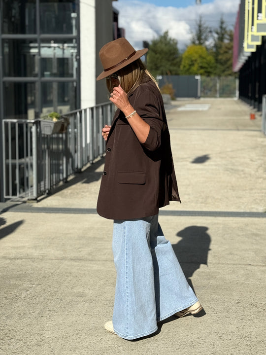Blazer oversize ouvert dos En Marron Elodie