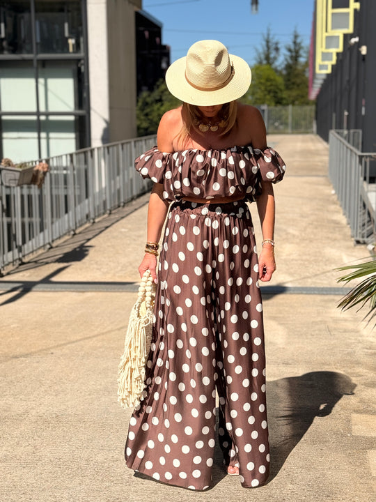 Ensemble CHOCO bustier et pantalon à pois 25003