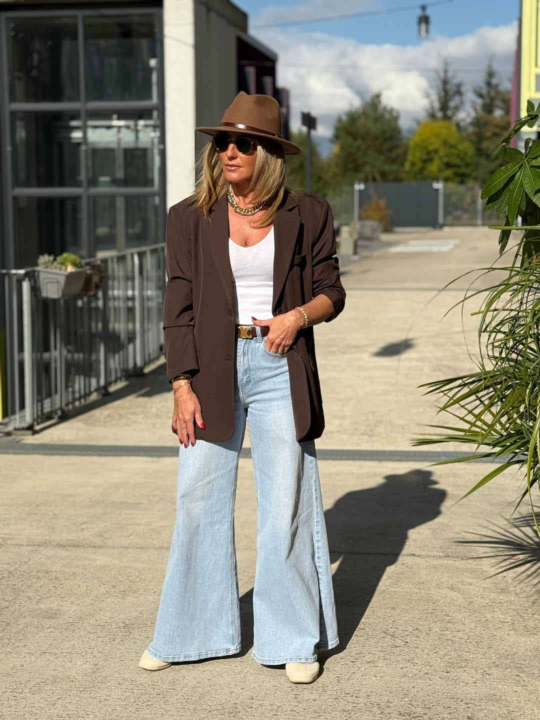 Blazer oversize ouvert dos En Marron Elodie