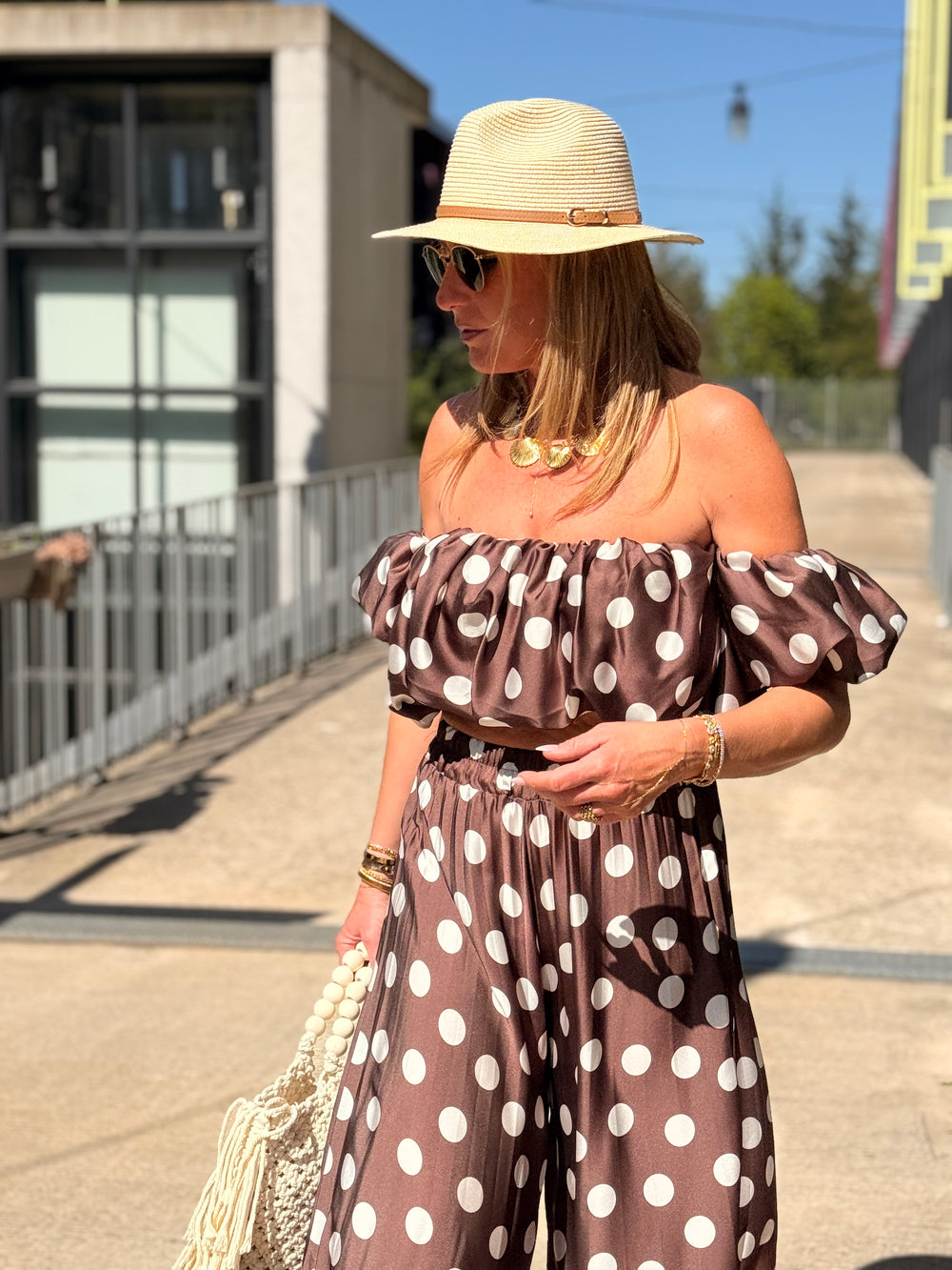 Ensemble CHOCO bustier et pantalon à pois 25003