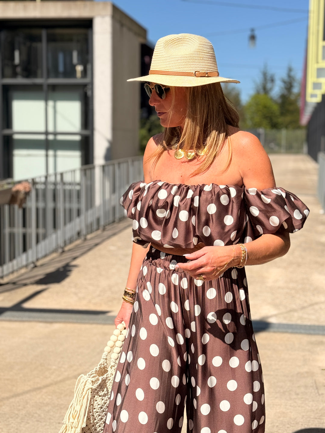 Ensemble CHOCO bustier et pantalon à pois 25003