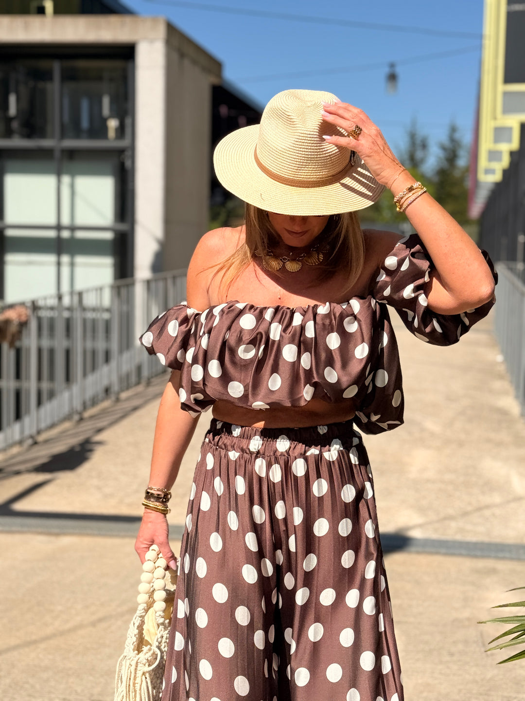 Ensemble CHOCO bustier et pantalon à pois 25003