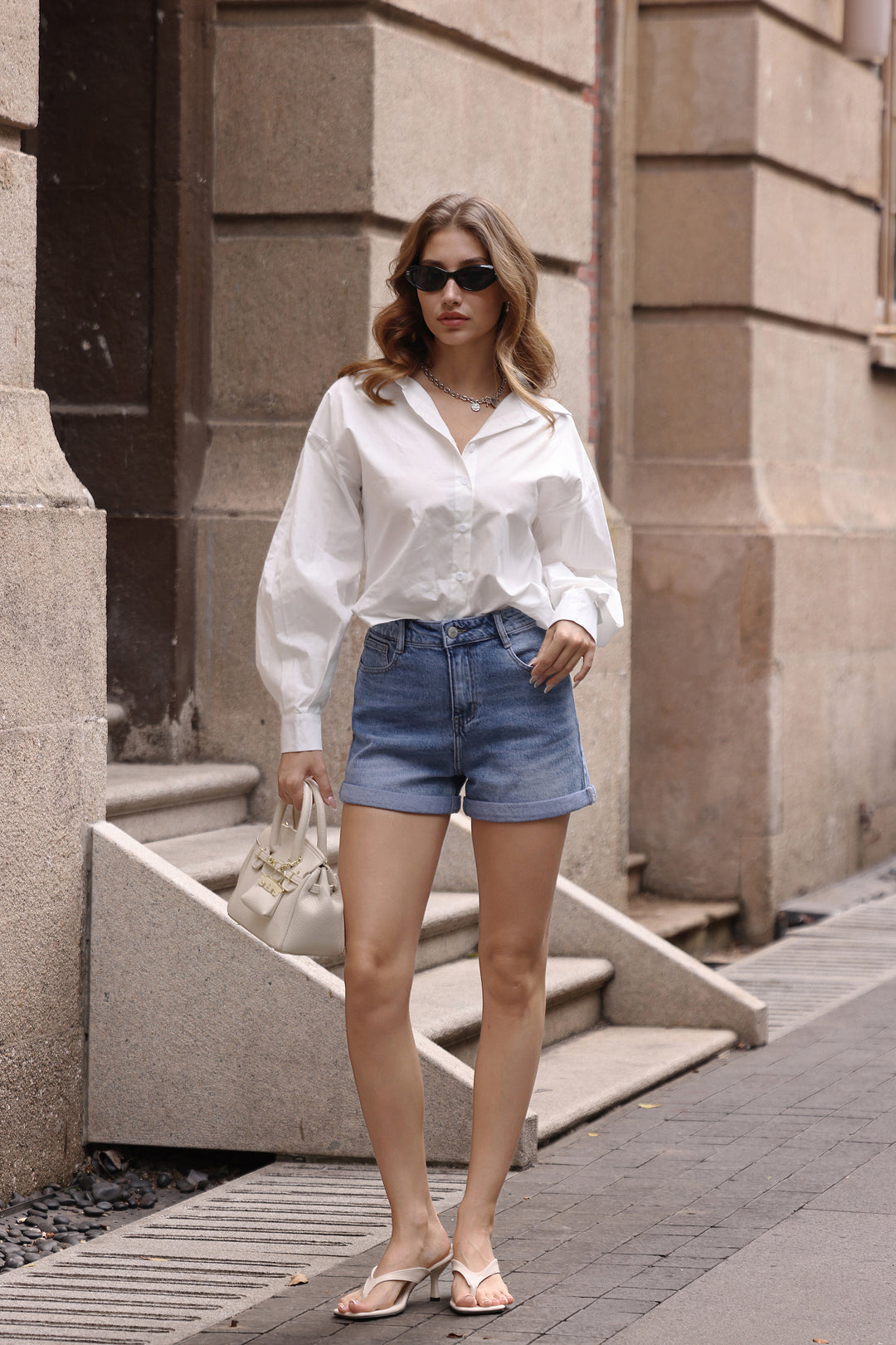 Short jean Bleu retrousee DH0081