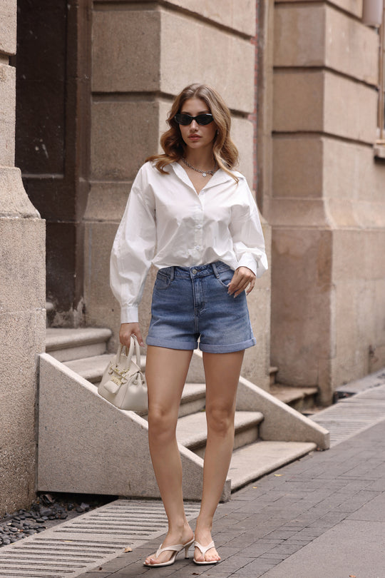 Short jean Bleu retrousee DH0081