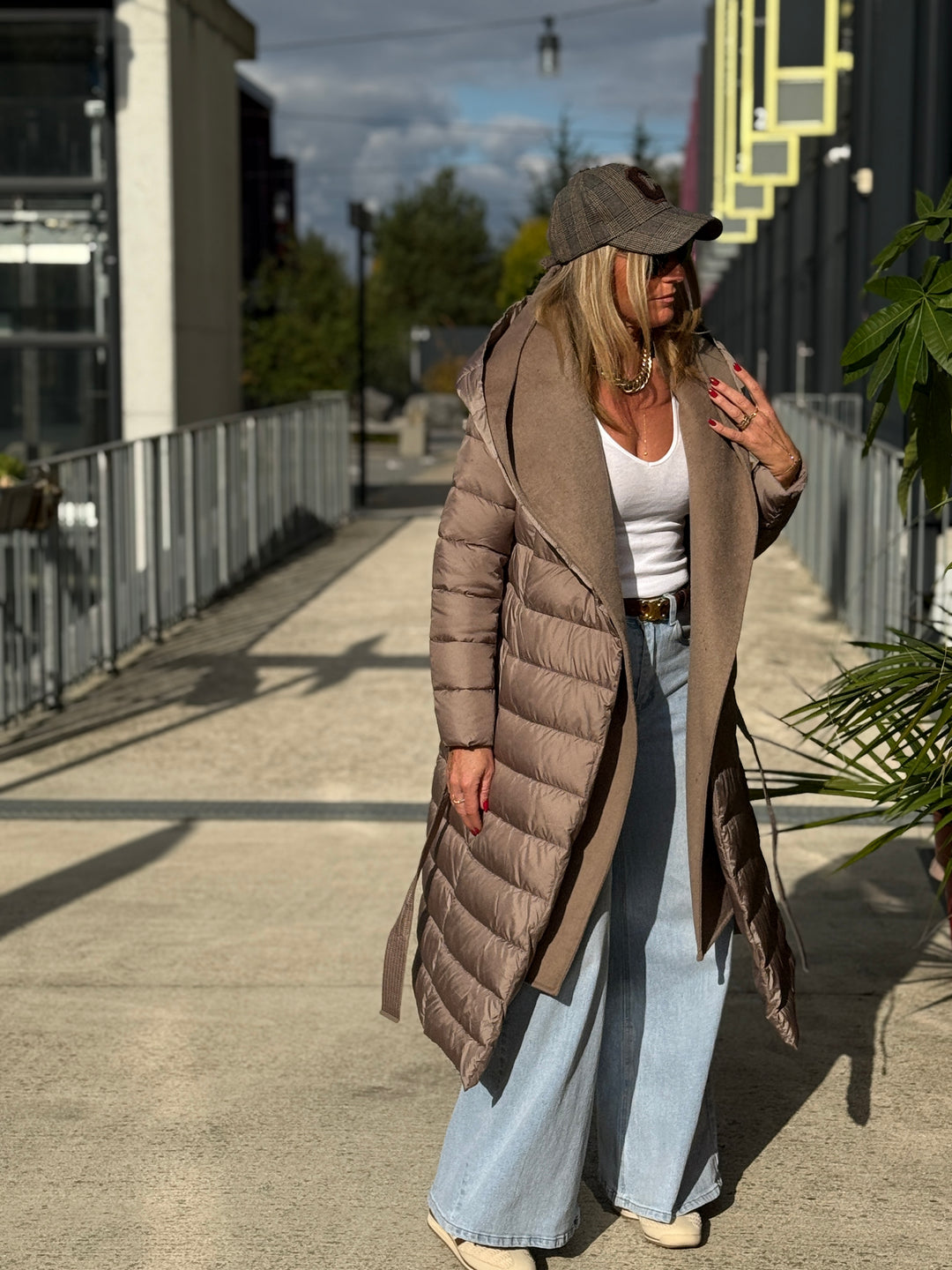 Doudoune col capuche Laine Taupe