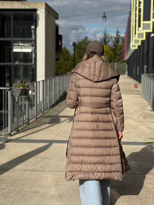 Doudoune col capuche Laine Taupe