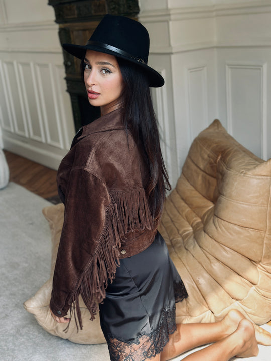 Veste choco effet daim cow-boy