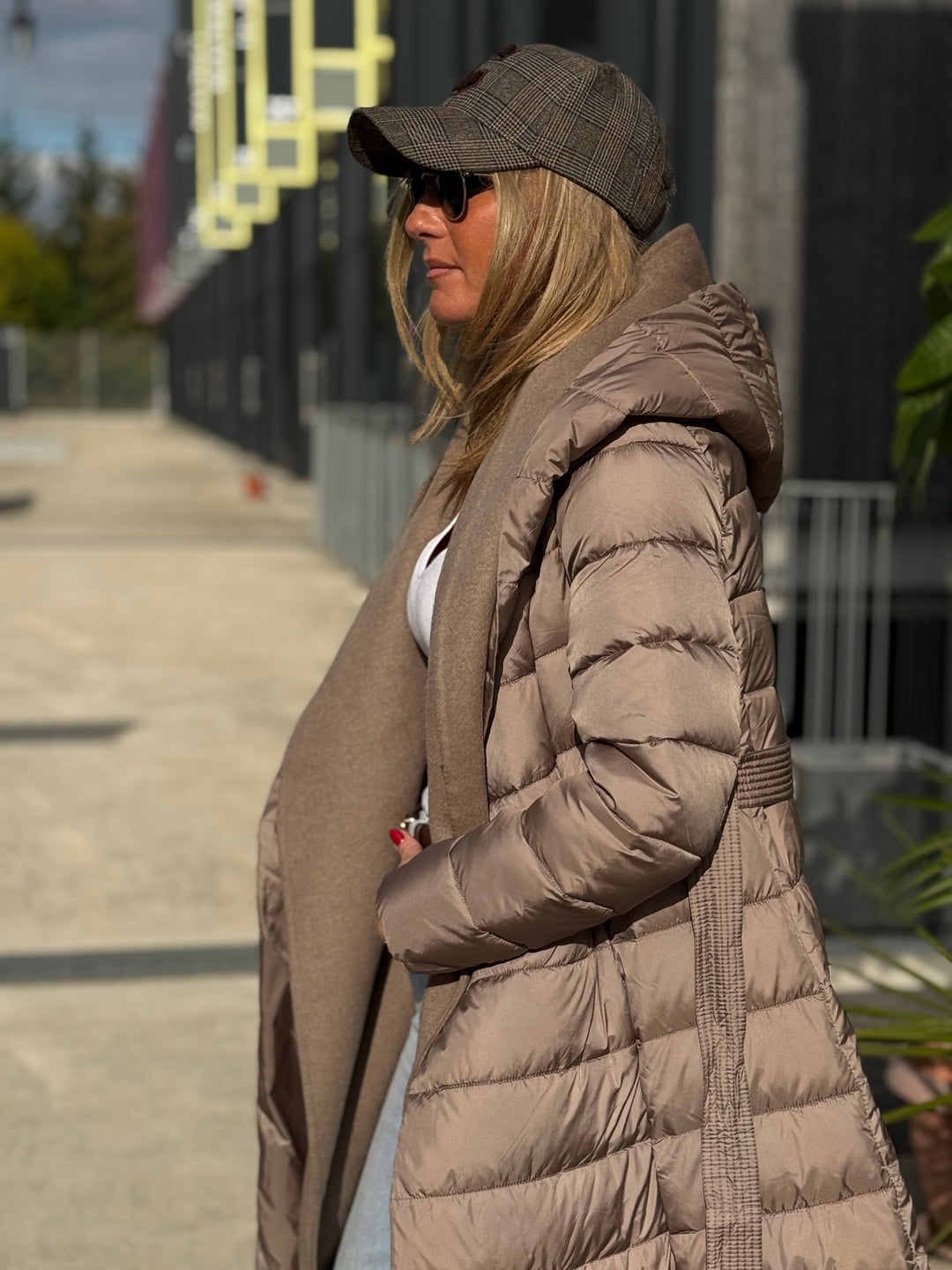 Doudoune col capuche Laine Taupe