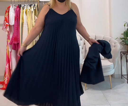 Robe plissée bretelle fin