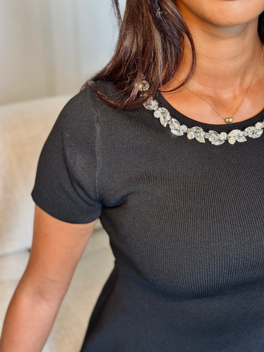 Top ceintré strass col 3213