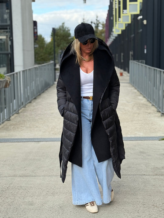 Doudoune col capuche Laine Noir