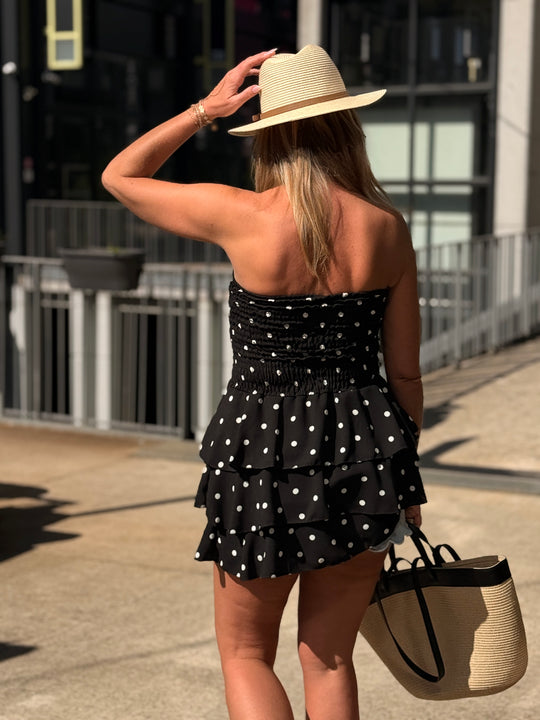 Bustier courte à pois noir 3380