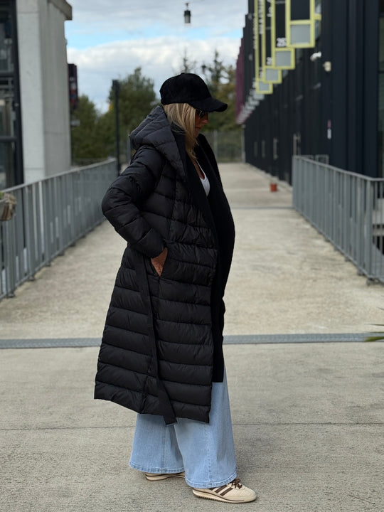 Doudoune col capuche Laine Noir
