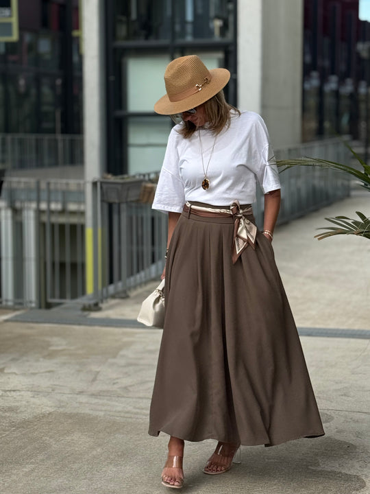 Jupe longue évasée Taupe M760