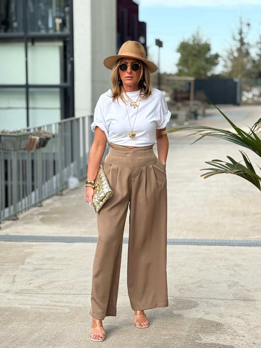 Pantalon fluide Taupe Pf71