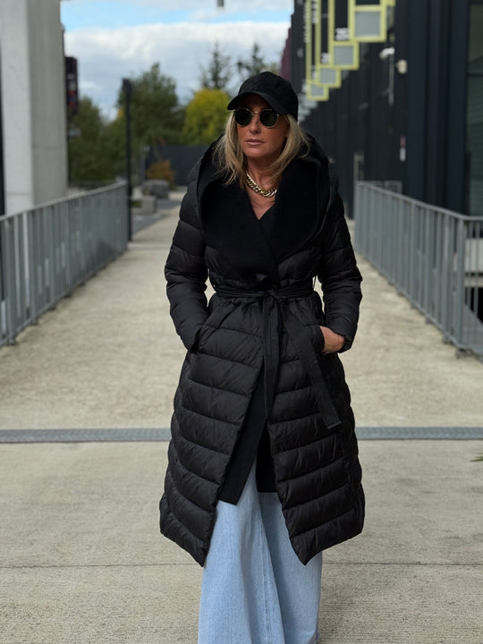 Doudoune col capuche Laine Noir