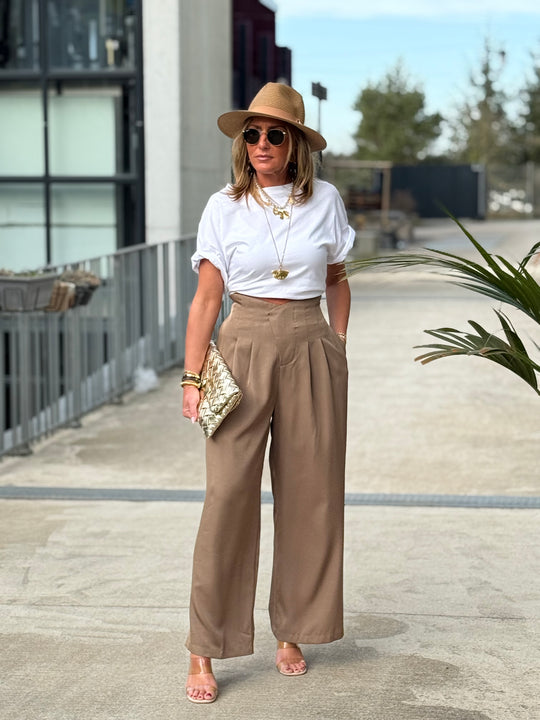 Pantalon fluide Taupe Pf71