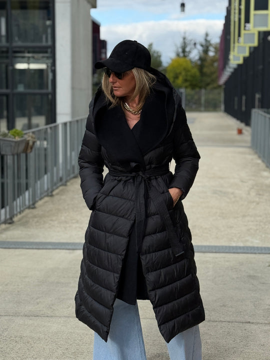 Doudoune col capuche Laine Noir