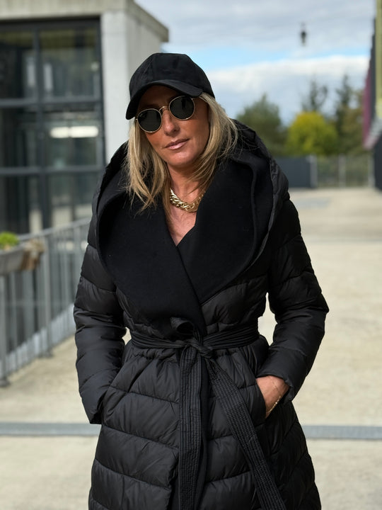 Doudoune col capuche Laine Noir