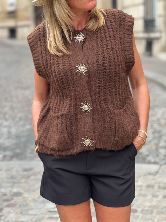 Gilet sans manches poches et boutons soleil 1771