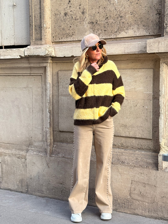 Jean Droite beige cloutés Y3378