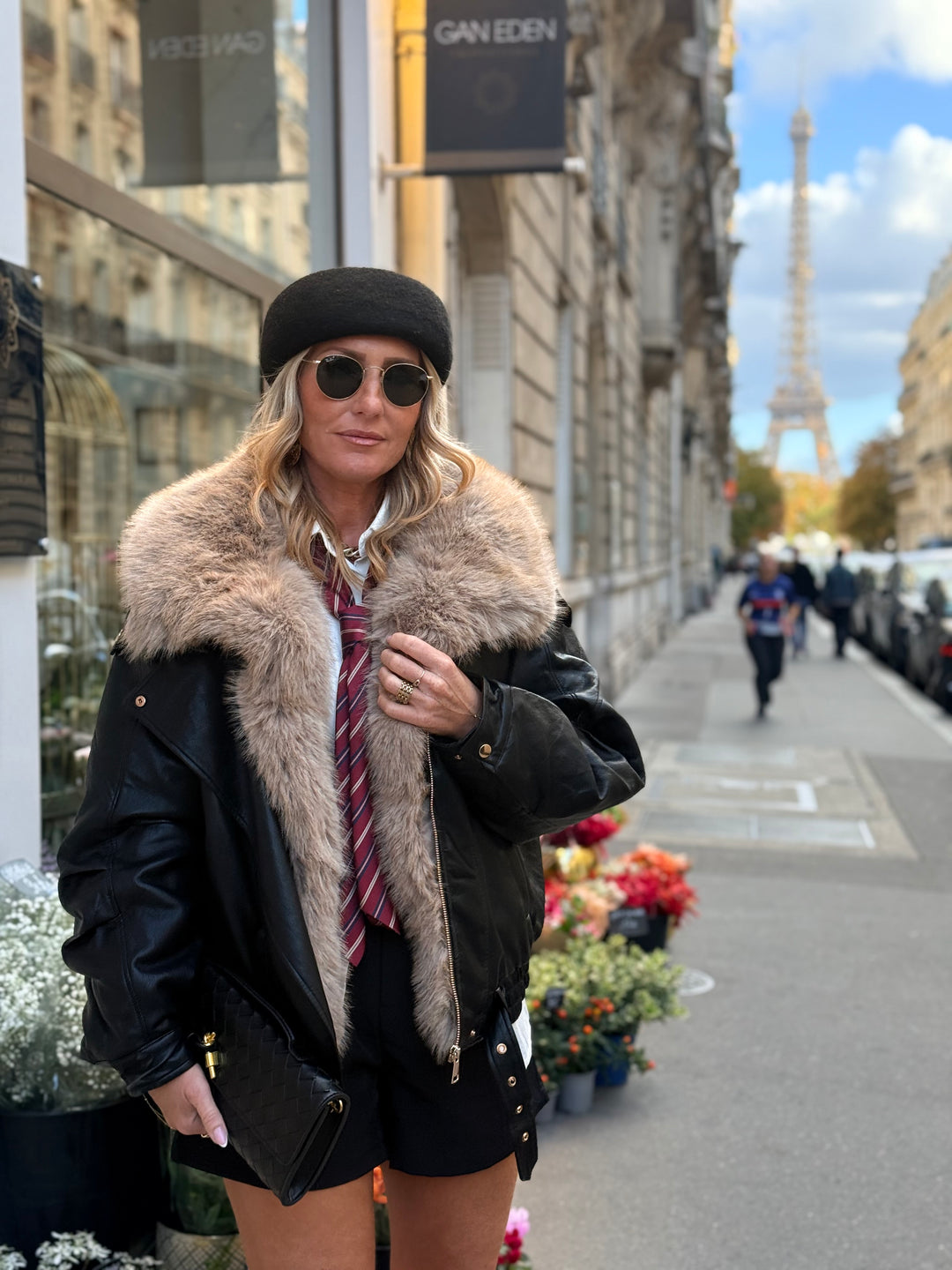 Veste similicuir fourrure amovible 202318 Noir