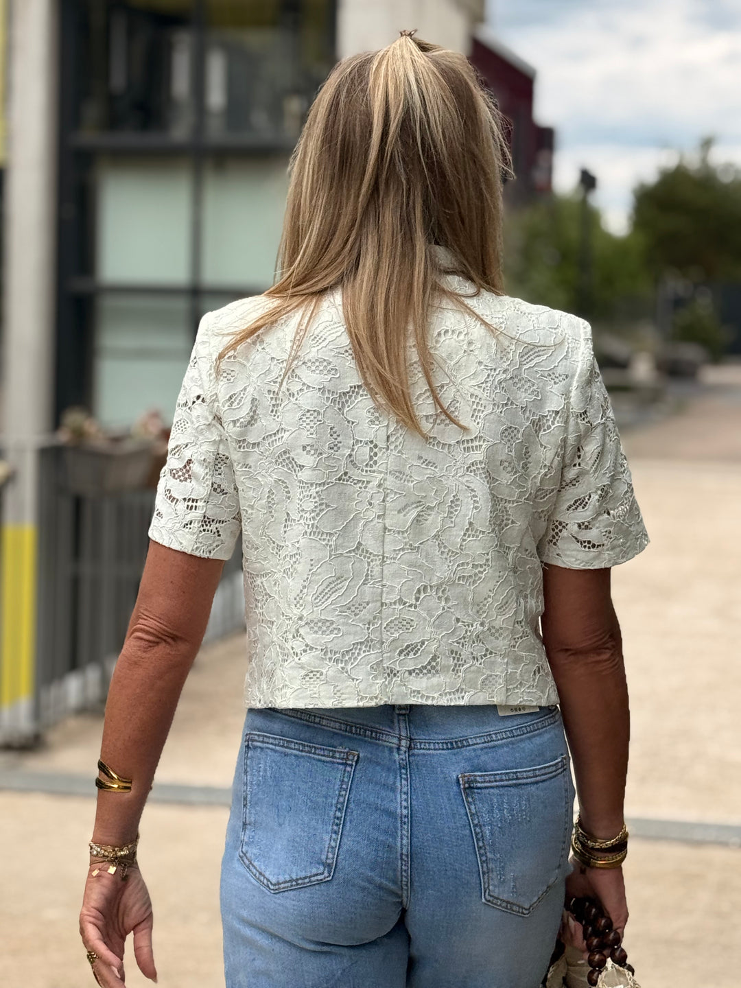 Veste croisée dentelle blanc 27537