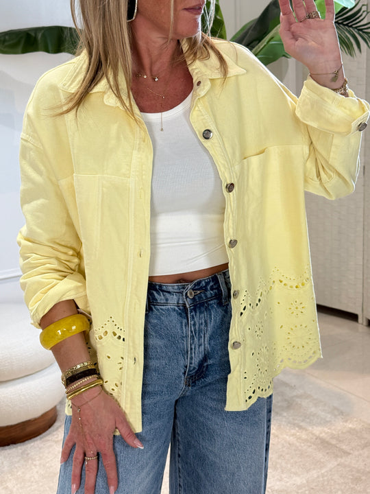 Chemise jean brodé Jaune 70076