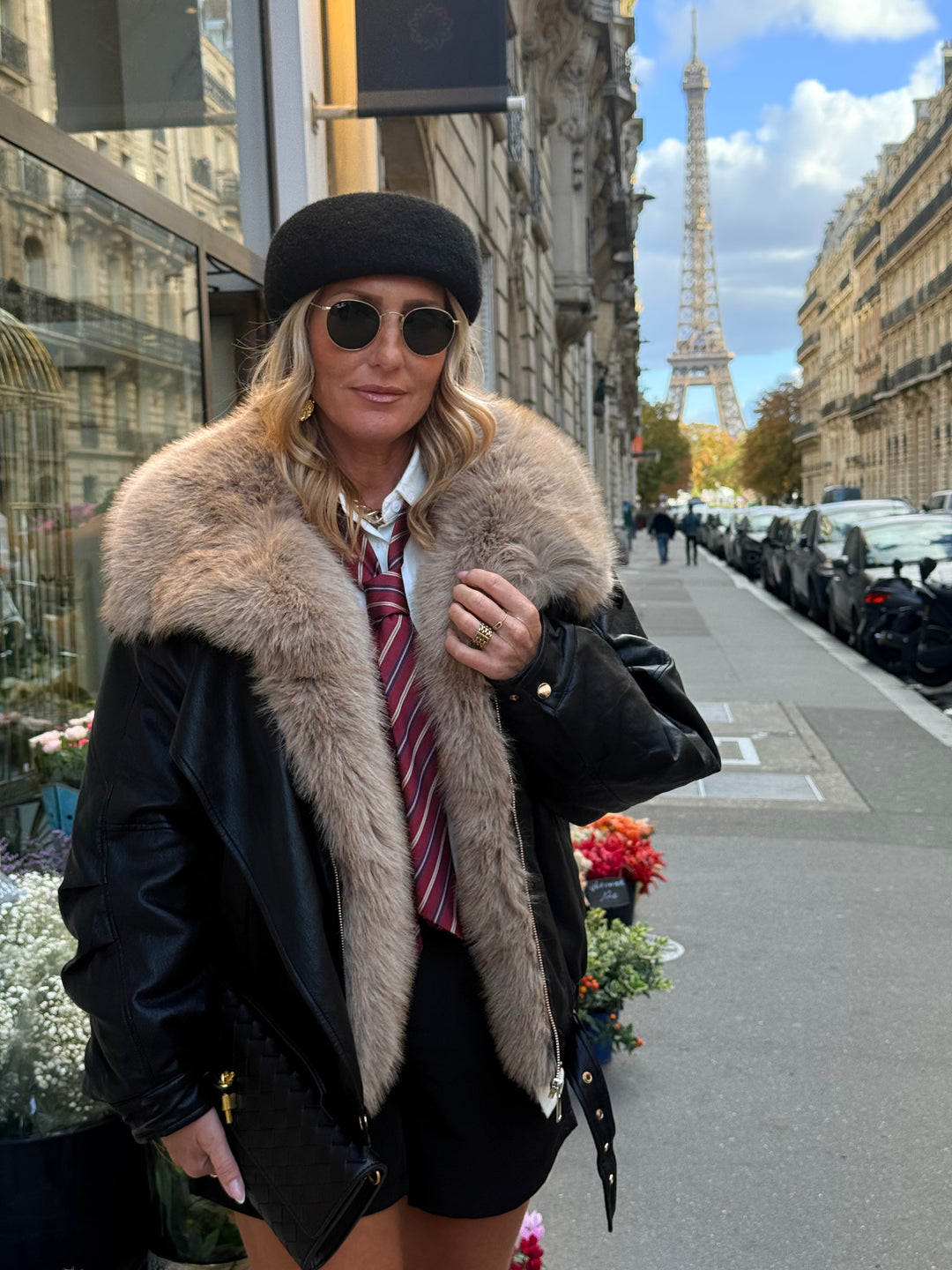 Veste similicuir fourrure amovible 202318 Noir
