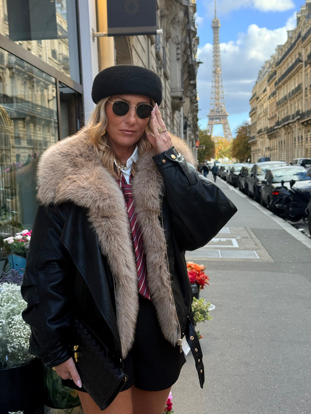 Veste similicuir fourrure amovible 202318 Noir