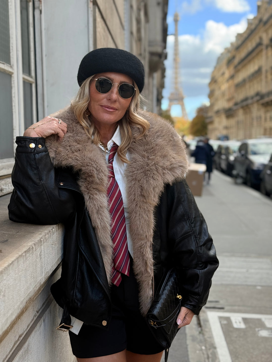 Veste similicuir fourrure amovible 202318 Noir