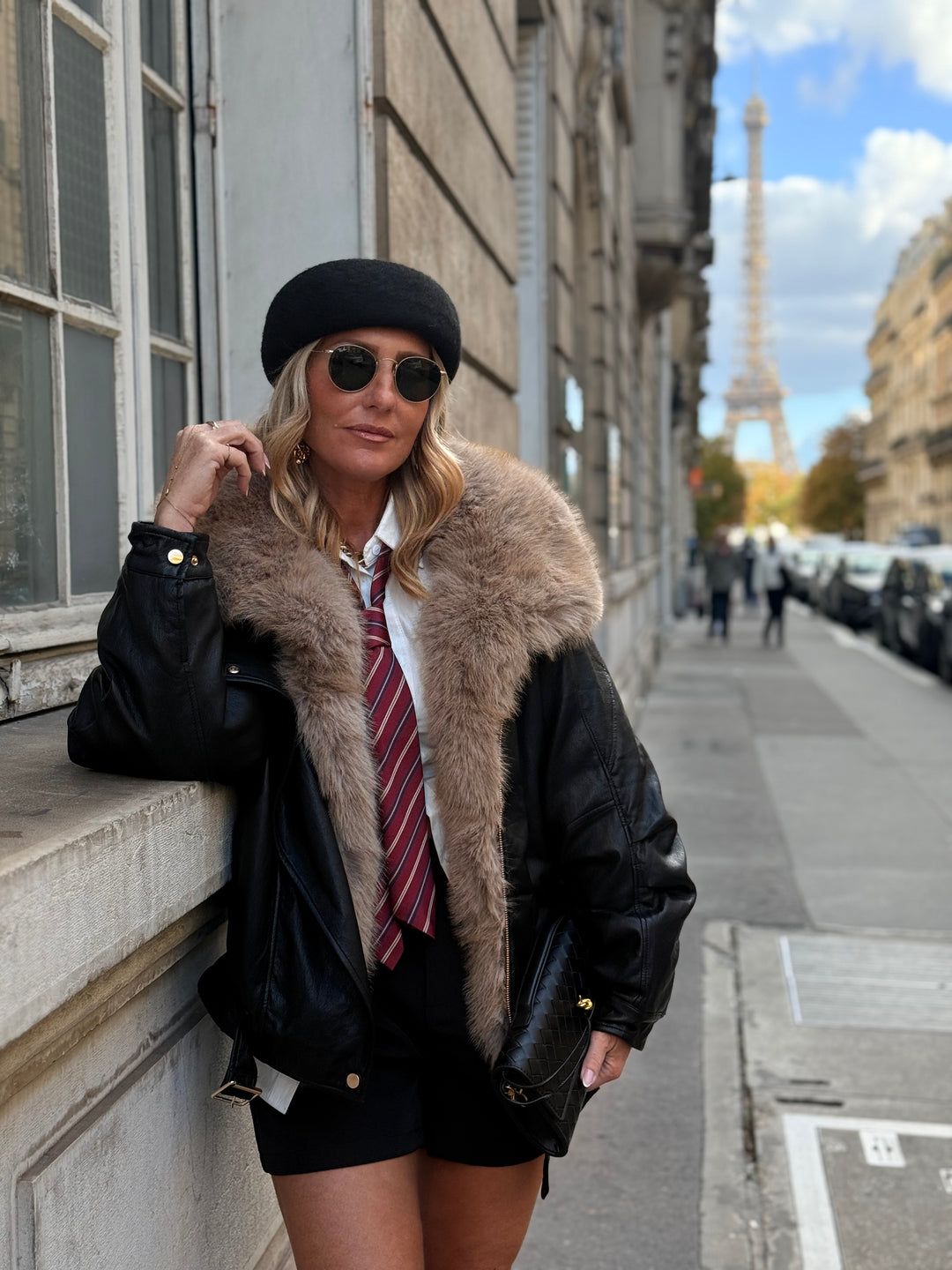 Veste similicuir fourrure amovible 202318 Noir