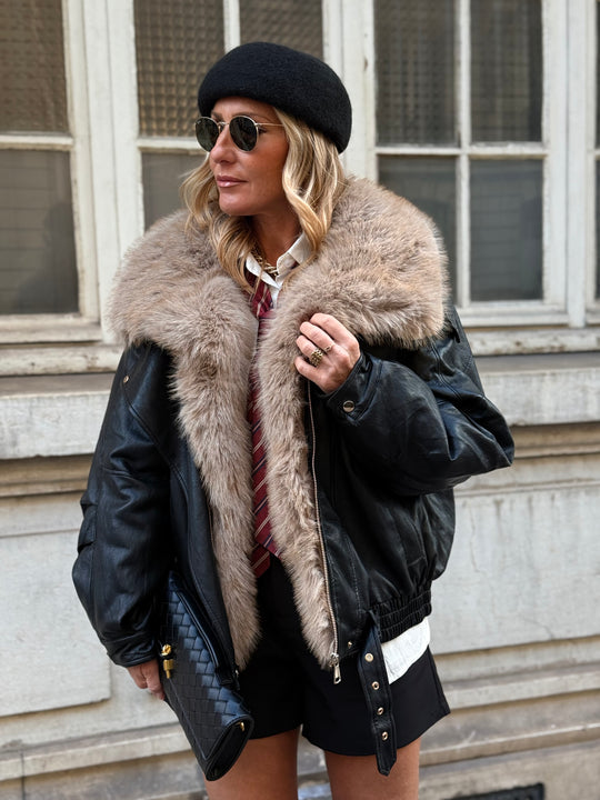 Veste similicuir fourrure amovible 202318 Noir