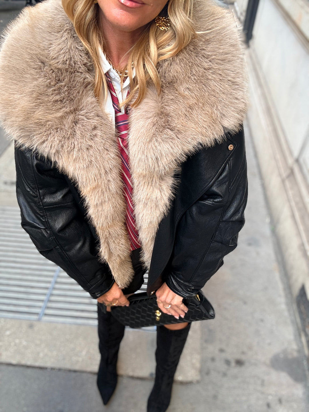 Veste similicuir fourrure amovible 202318 Noir