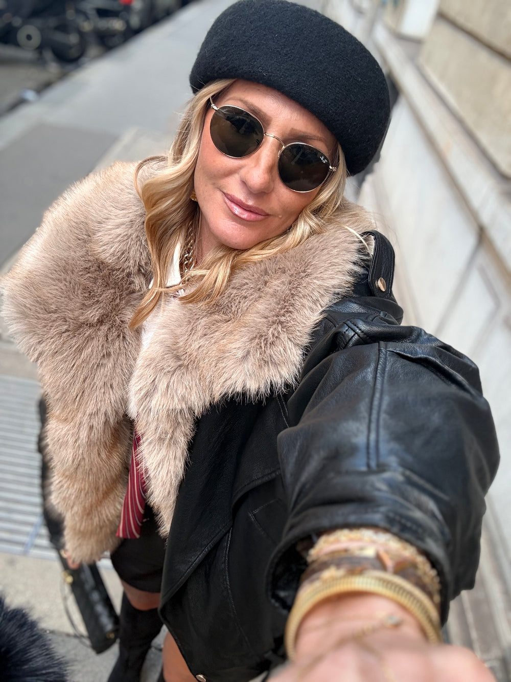 Veste similicuir fourrure amovible 202318 Noir