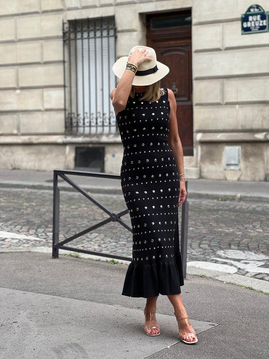 Robe noir clous 10136