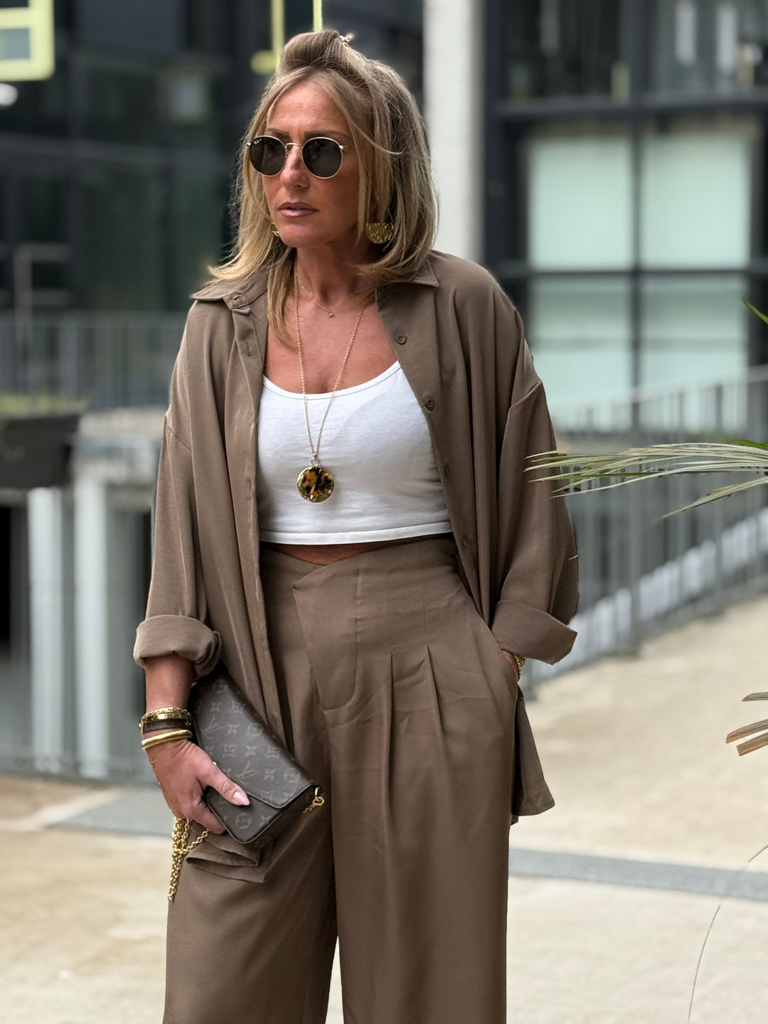 Chemise fluide Taupe PF313