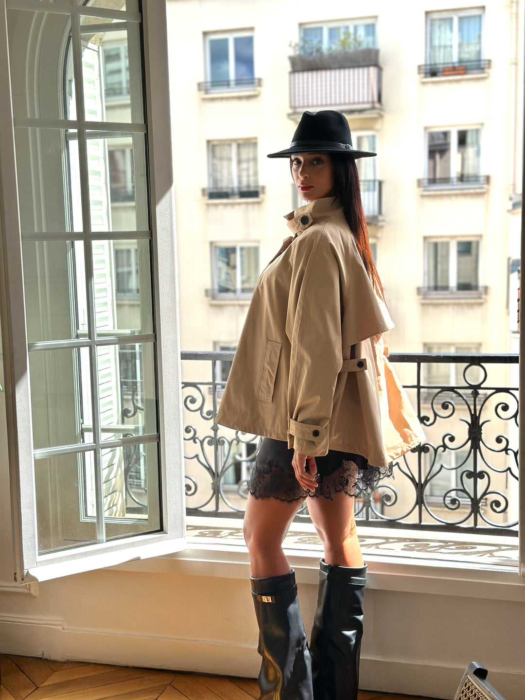 Trench oversize beige court 3067