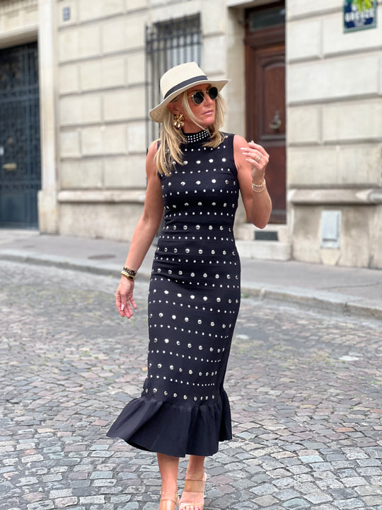 Robe noir clous 10136