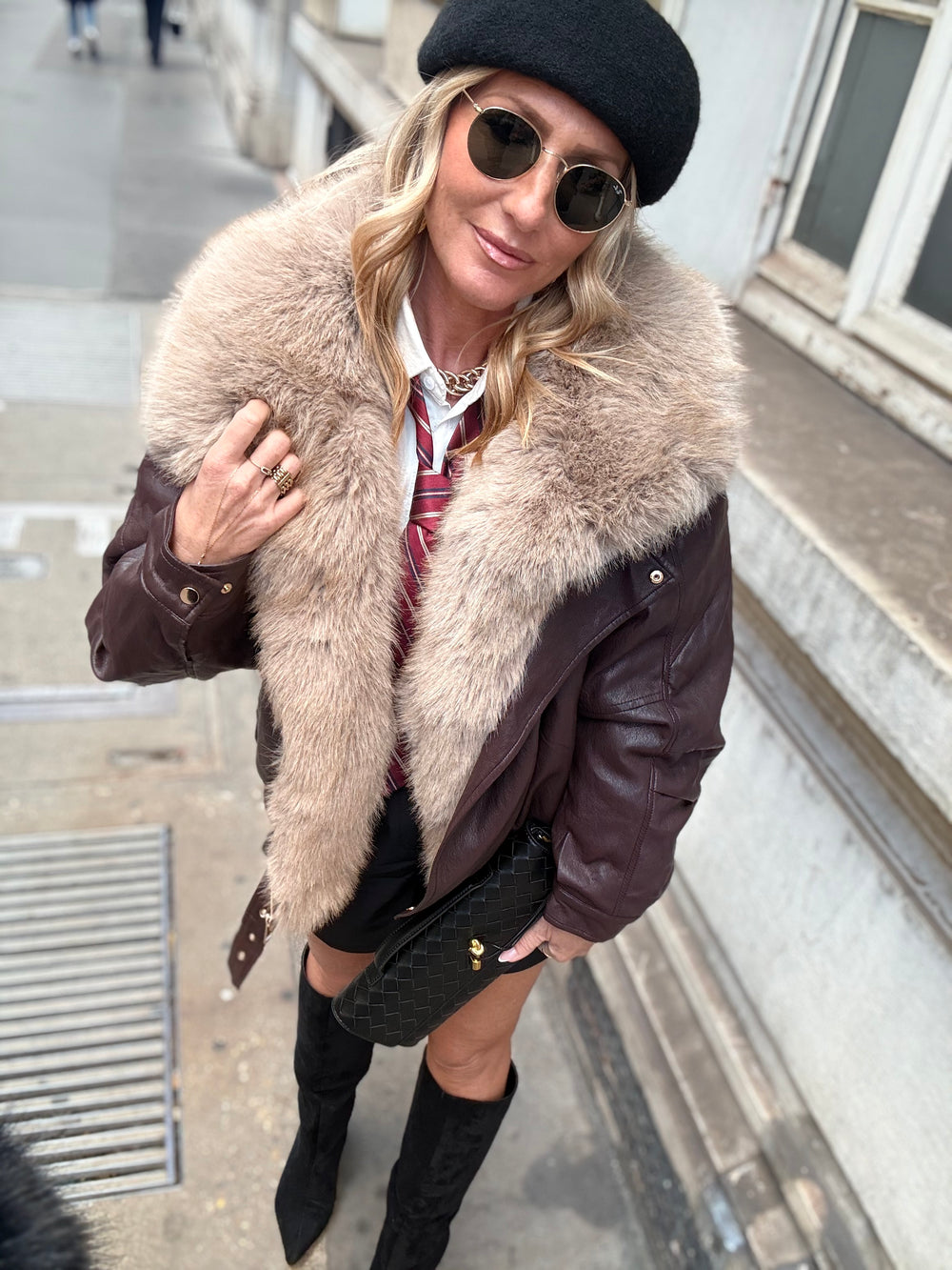 Veste similicuir fourrure amovible 202318 Bordeaux