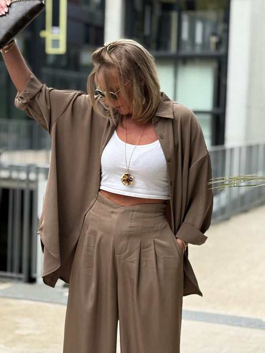 Chemise fluide Taupe PF313
