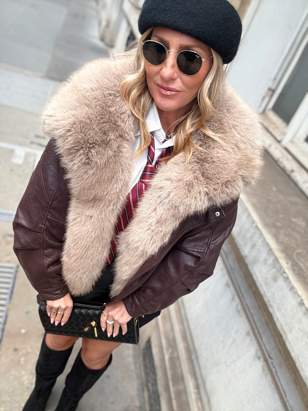 Veste similicuir fourrure amovible 202318 Bordeaux