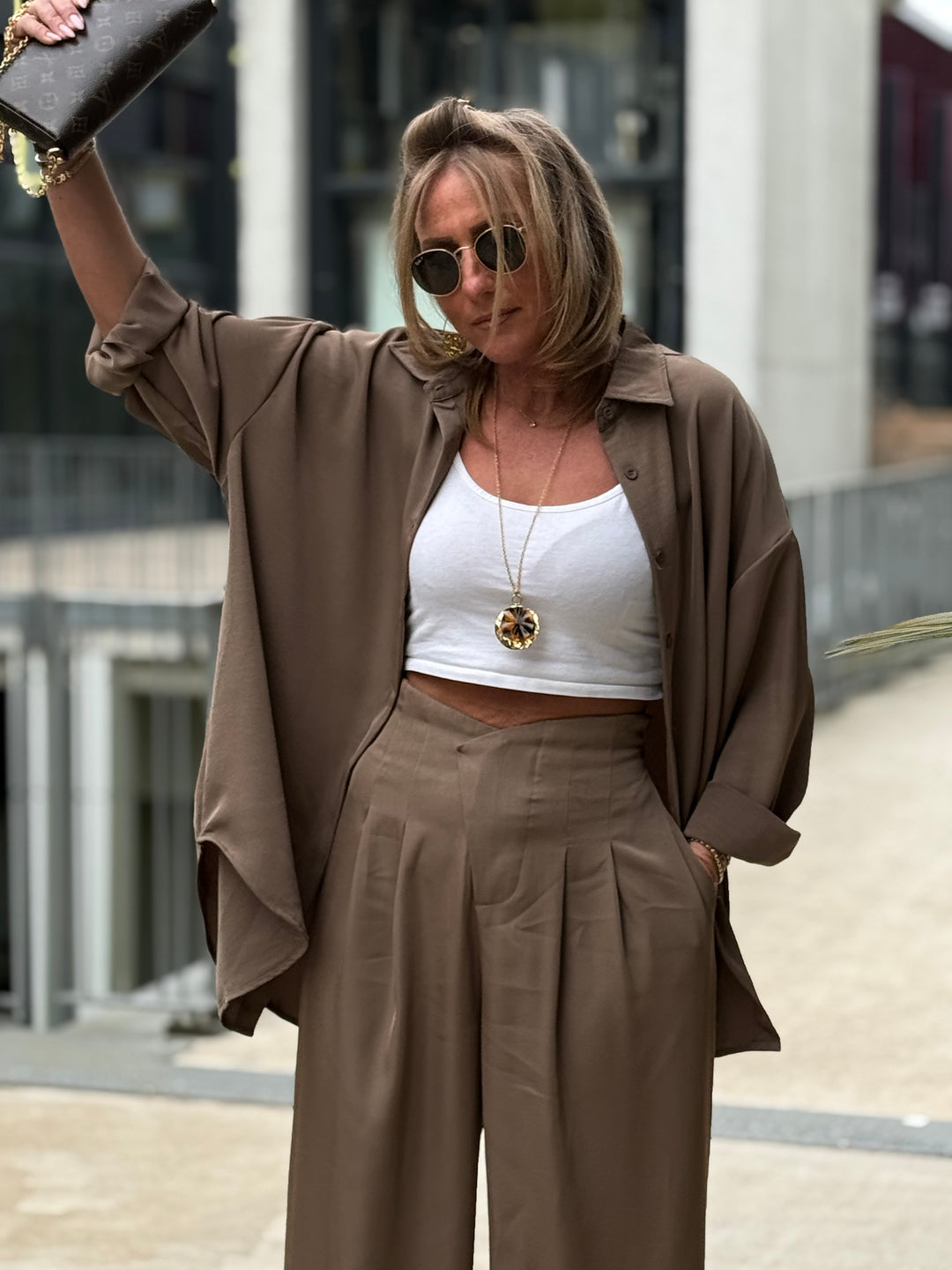 Chemise fluide Taupe PF313