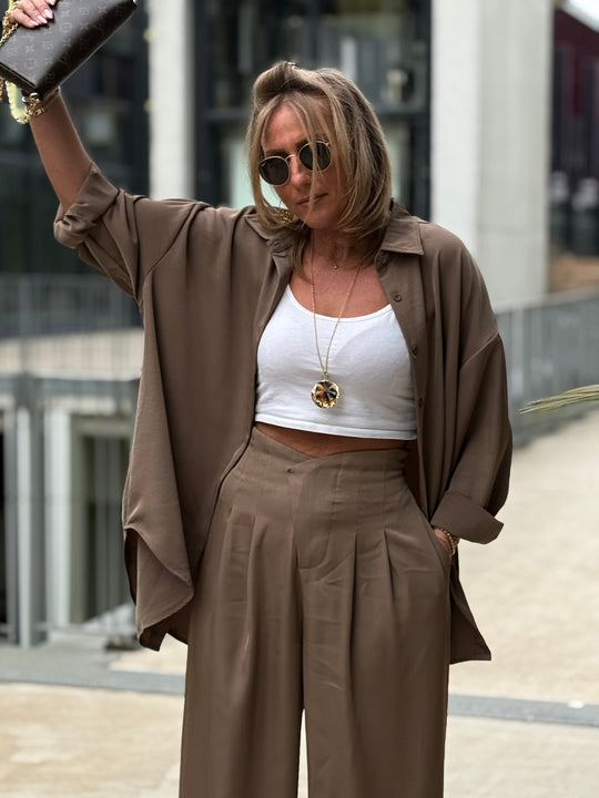 Chemise fluide Taupe PF313