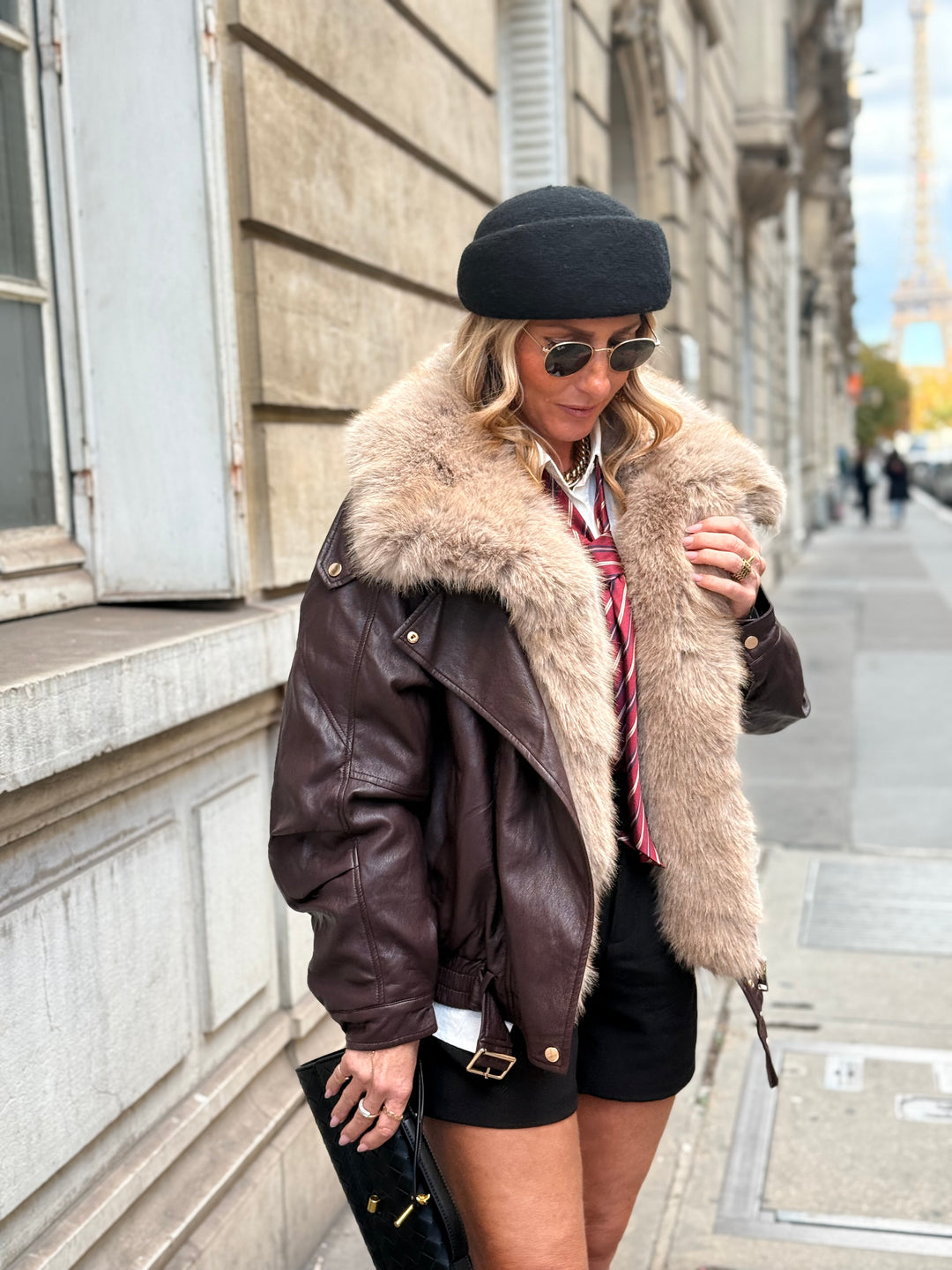 Veste similicuir fourrure amovible 202318 Bordeaux