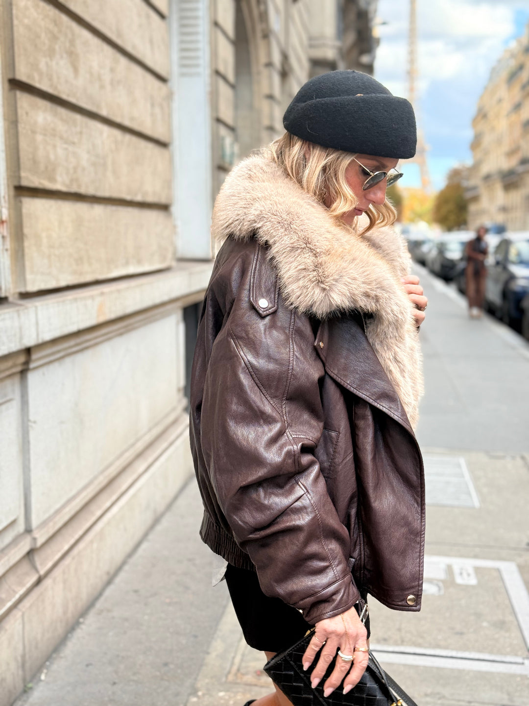 Veste similicuir fourrure amovible 202318 Bordeaux